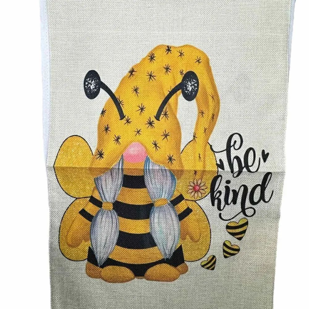 Garden flag bee gnome be kind - double sided ❤️2/$10 or 5/$20❤️